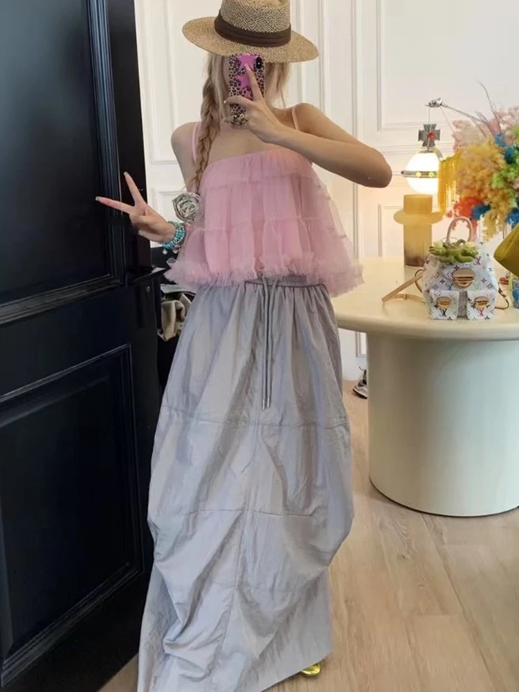 褶皱背心日韩休闲韩版设计感小众拼接简约风吊带常规