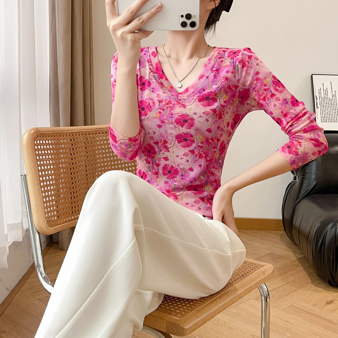 高级感内搭可外穿网纱打底衫女款爆款2025新款春秋装洋气高贵上衣