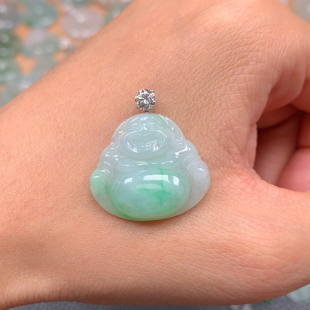 吊坠(不含链)18K金镶嵌翡翠