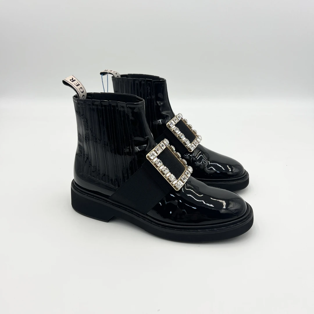 99新 Roger Vivier/罗杰·维威耶 37.5码/黑色钻扣乐福鞋/pp0158