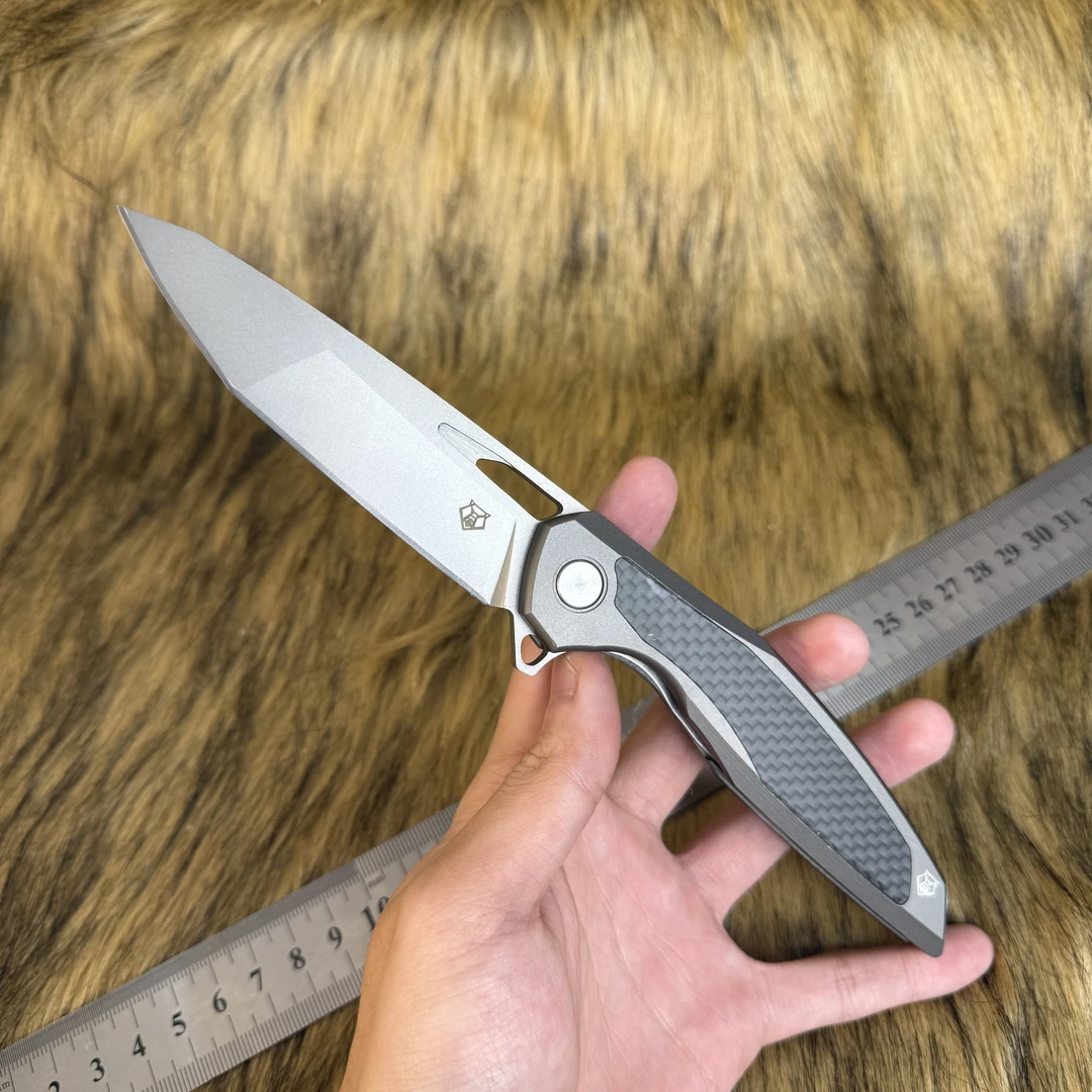 TC4钛合金+碳纤维镶嵌D2高性能户外露营刀