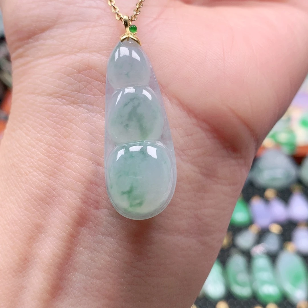 吊坠(不含链)18K金镶嵌翡翠