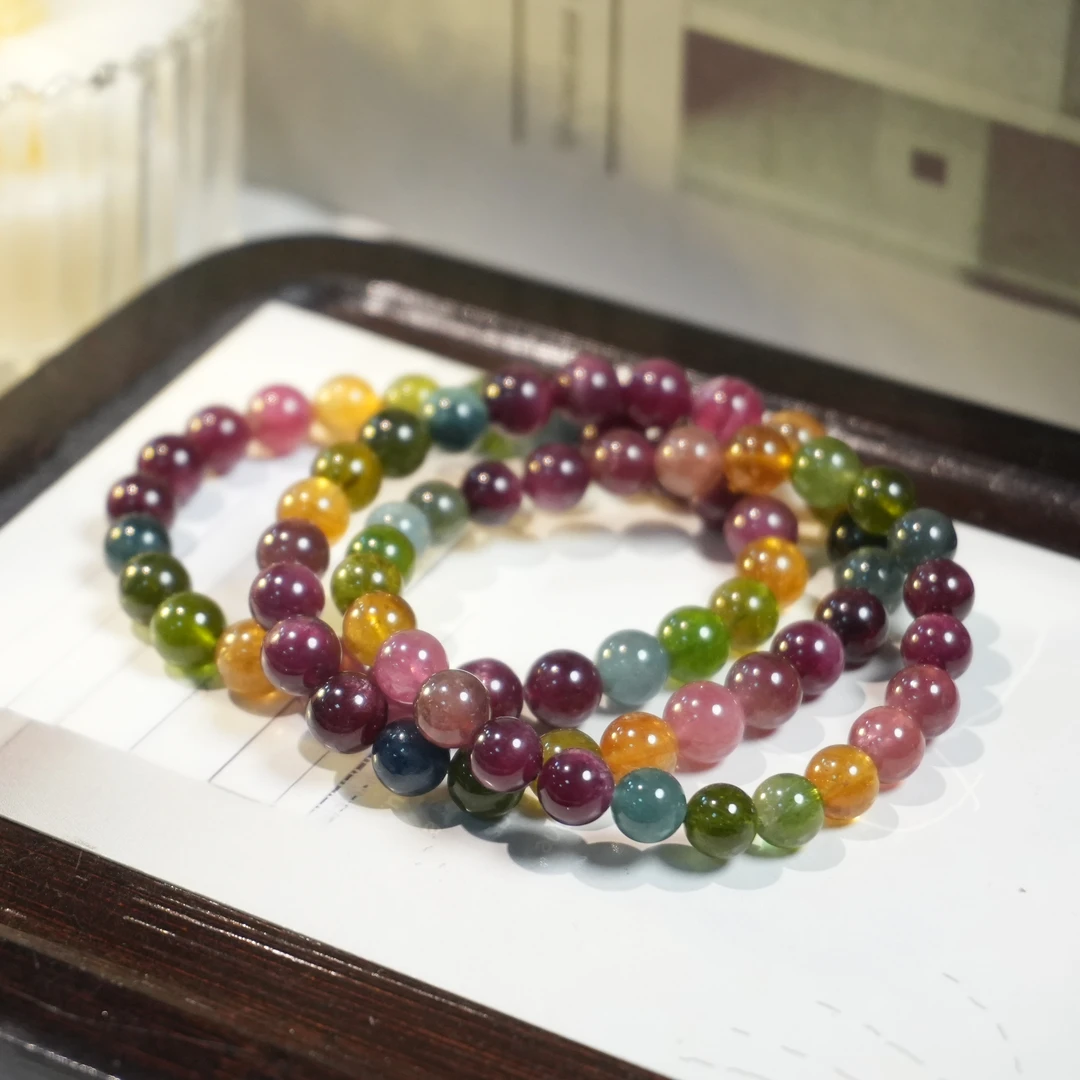 【书记甄选】天然碧玺单圈手链 多样性发一件 约7mm ZW2631