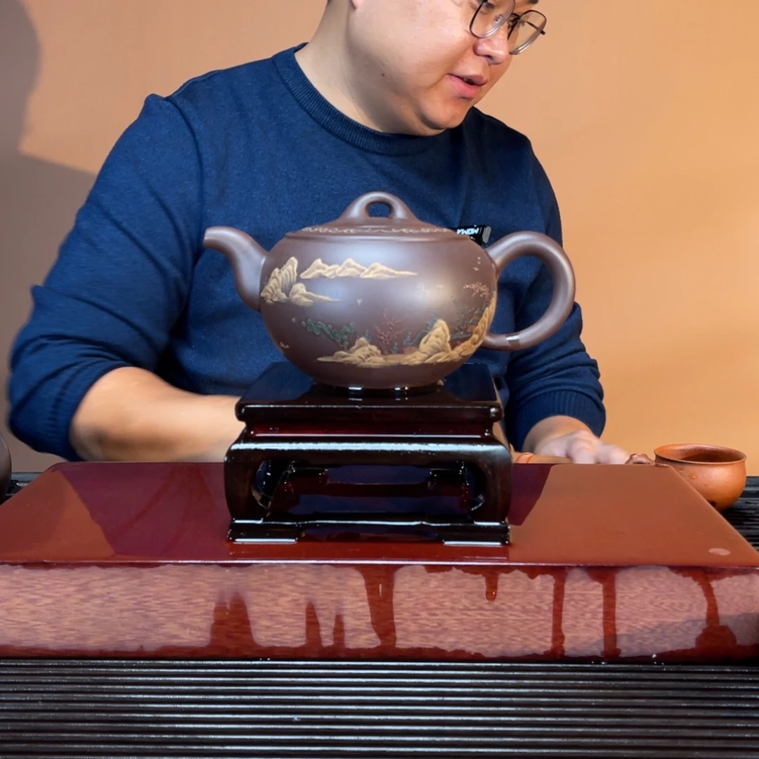 紫砂茶壶高端680cc清式泥绘壶