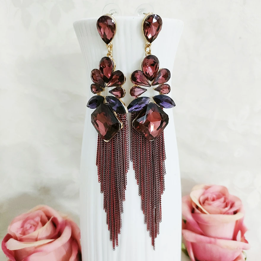 铜合金耳饰 波西米亚夸张重工长流苏手工耳环2079