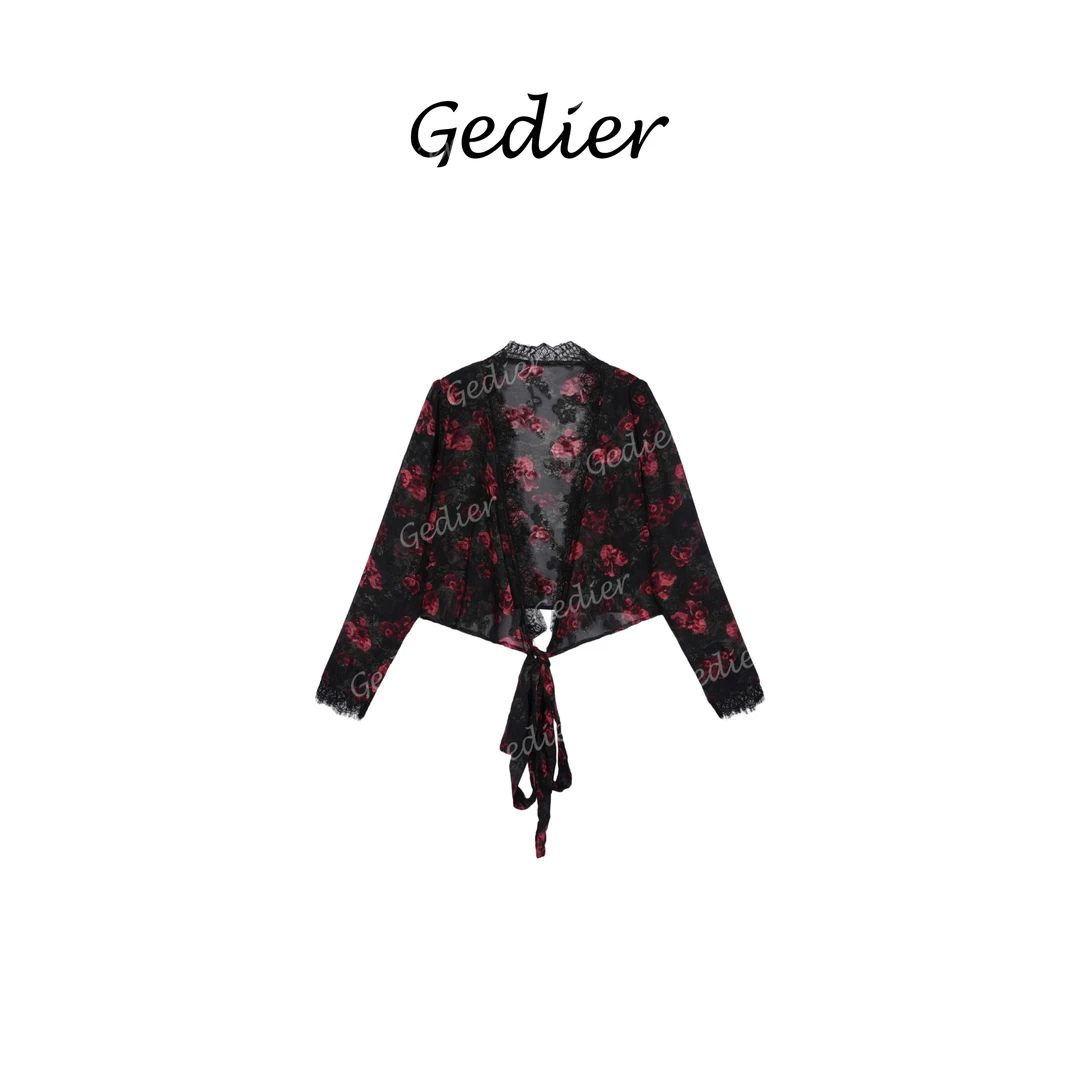 【歌蒂尔】”巴黎野蔷薇“ 2025春款欧若风印花蕾丝衬衫 CG520135Y