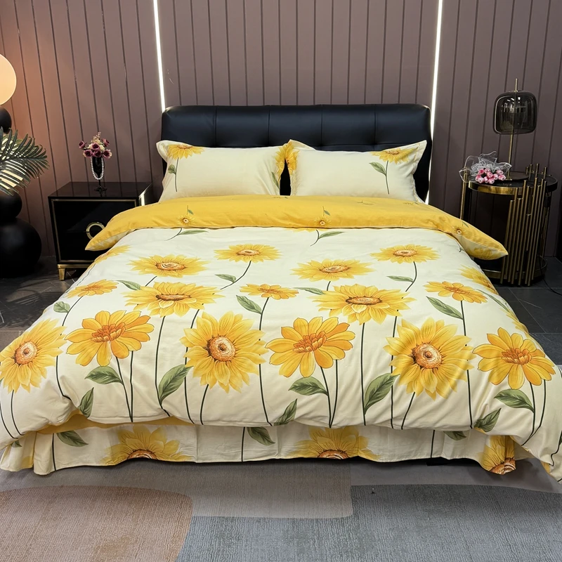 品质保障 100%棉 四季款加柔全棉四件套 斜纹纯4件套大版花被套