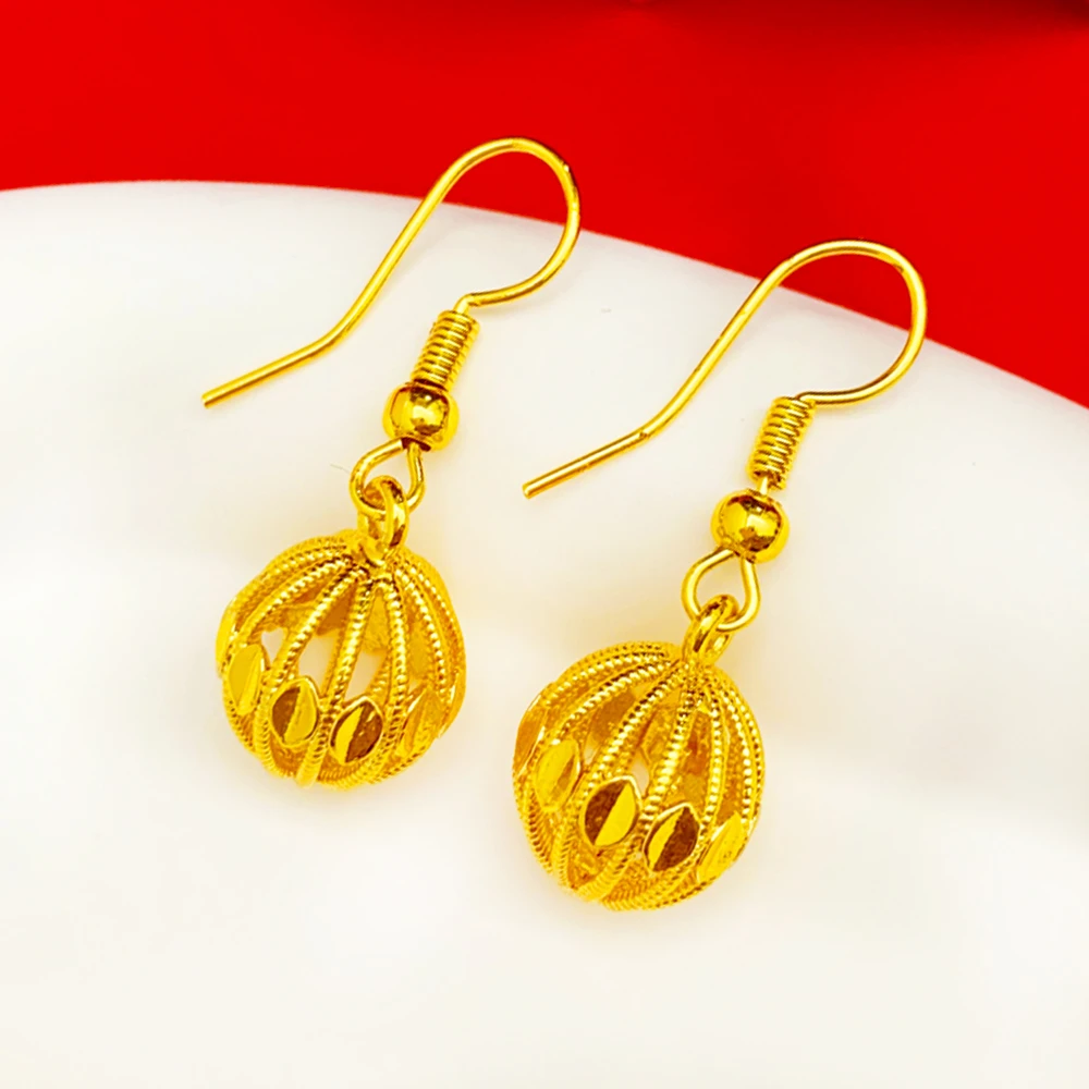 玲珑球耳环奢华耳环镂空绣球耳坠女玲珑球耳饰