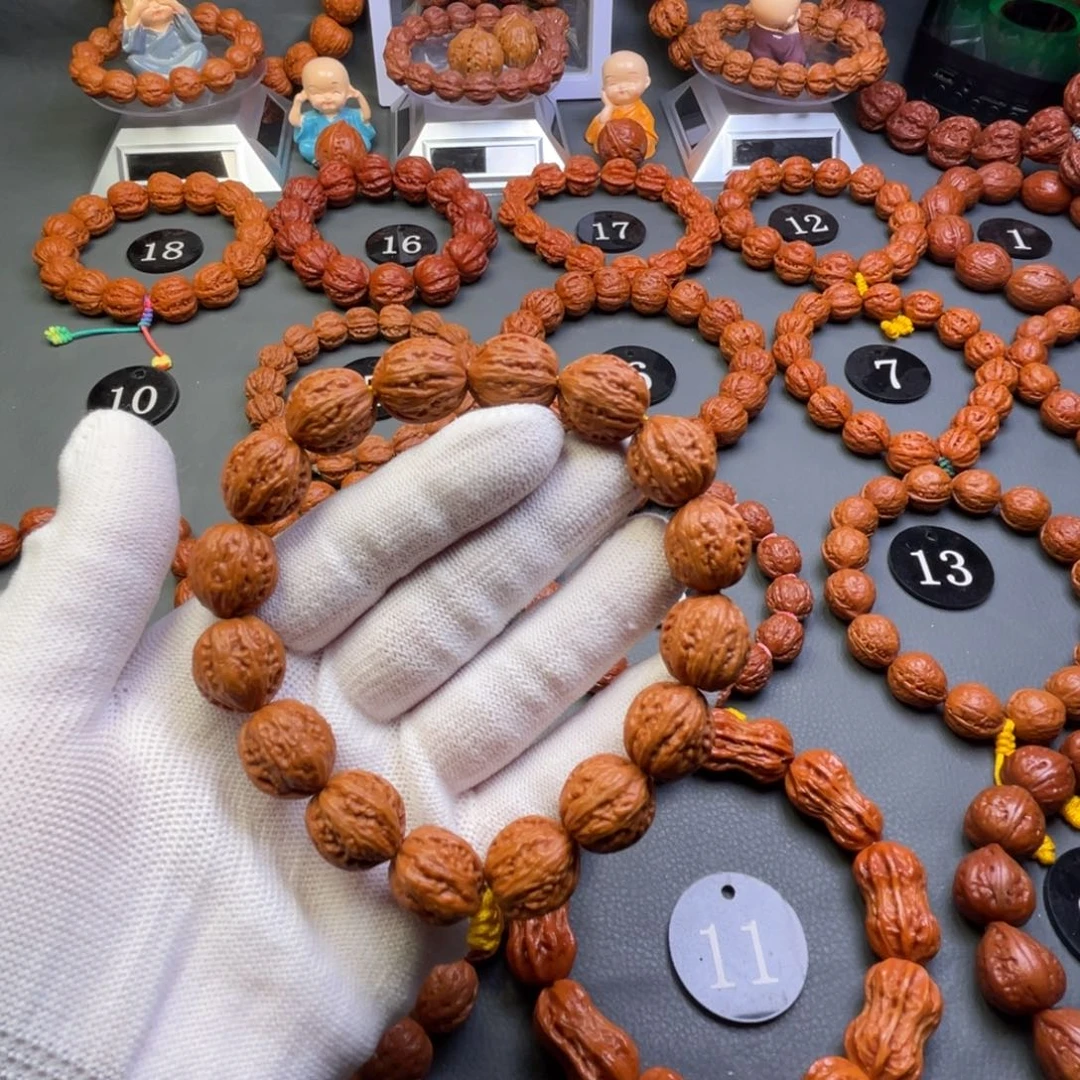 微***修手串文玩核桃野生核桃麦穗纹京八棱手持