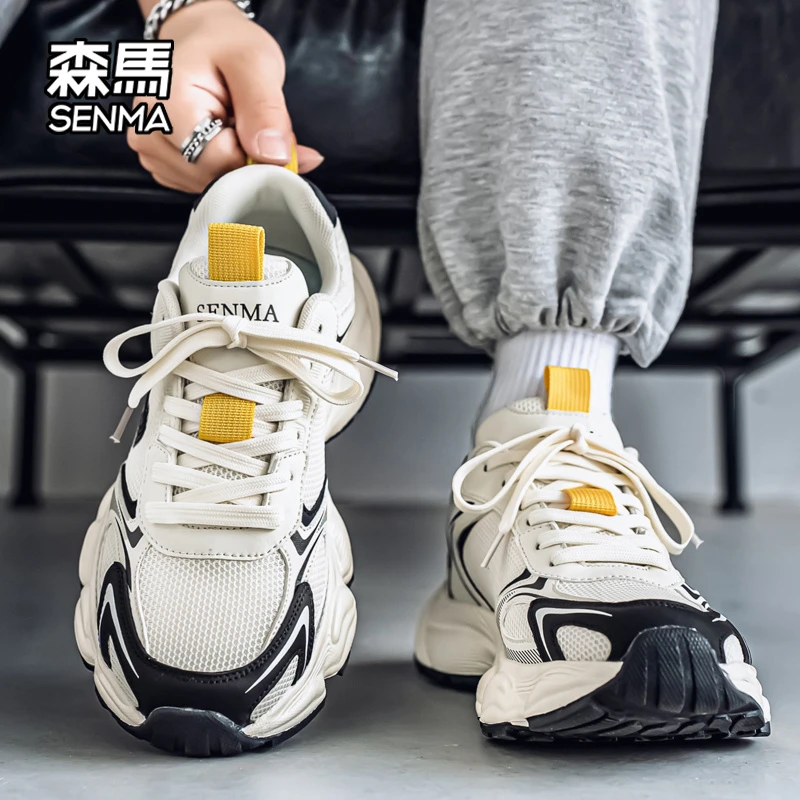 森马男鞋秋季透气网面鞋男款ins风运动老爹鞋厚底增高时尚休闲鞋