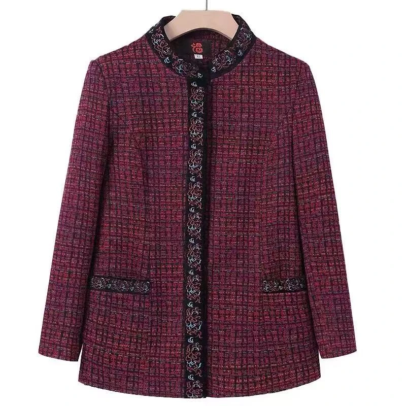 8172 春秋款唐装气质立领中老年妈妈装外套女