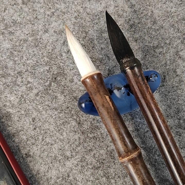 书法4.5出锋兼毫毛笔两支竹节