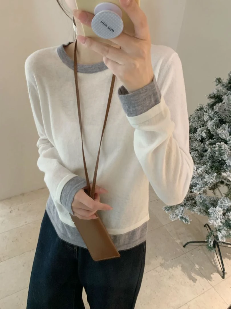 【素简.820105】秋冬新款100绵羊毛宝藏上新拼接洋气羊毛衫