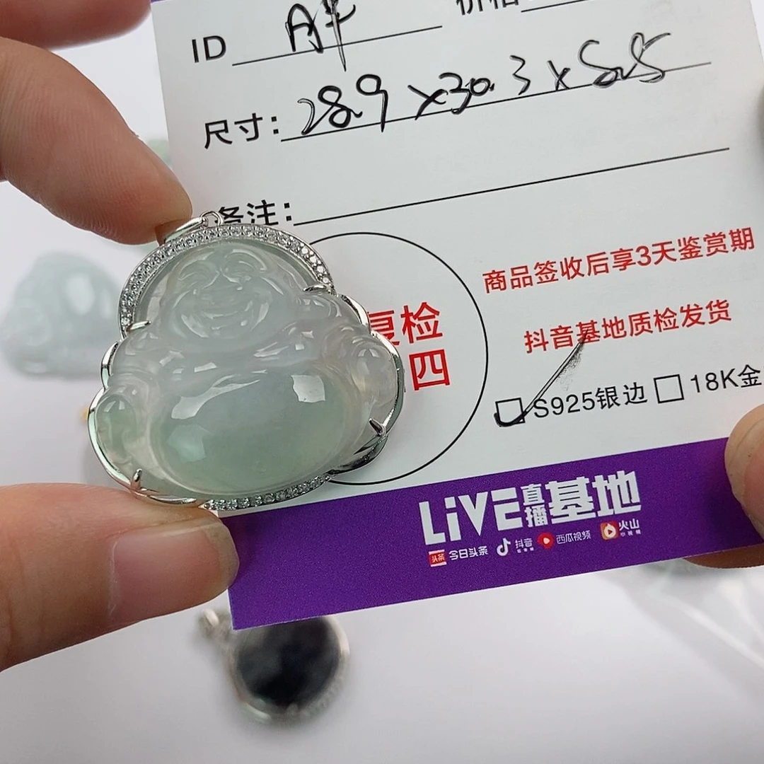 翡翠银S925镶嵌颈饰胖*翡翠