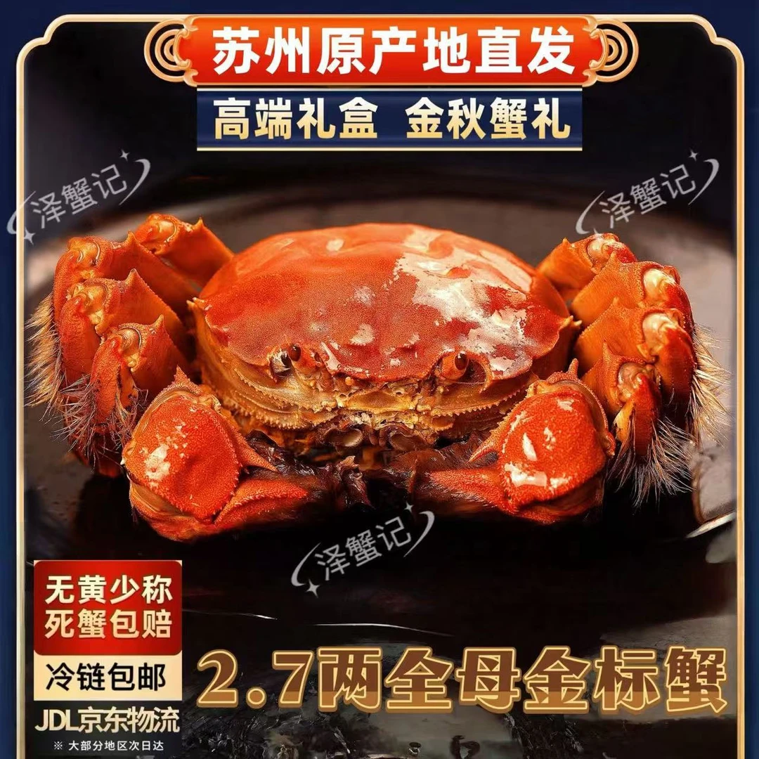 【苏州金标活蟹】全母蟹2.7-2.4两礼盒装冷链包邮8+2到手10只活蟹