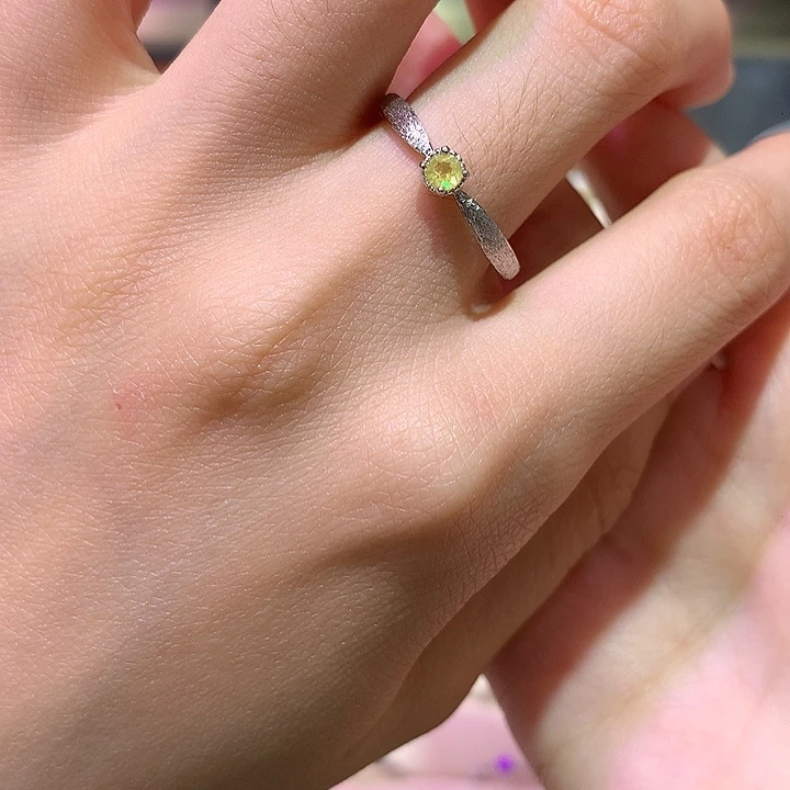 夏***！戒指银S925镶嵌碧玺不返运费