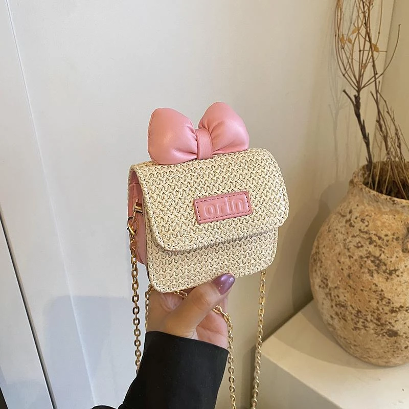 儿童包包2025新款夏天时尚小女孩草编单肩包可爱女童公主斜挎包