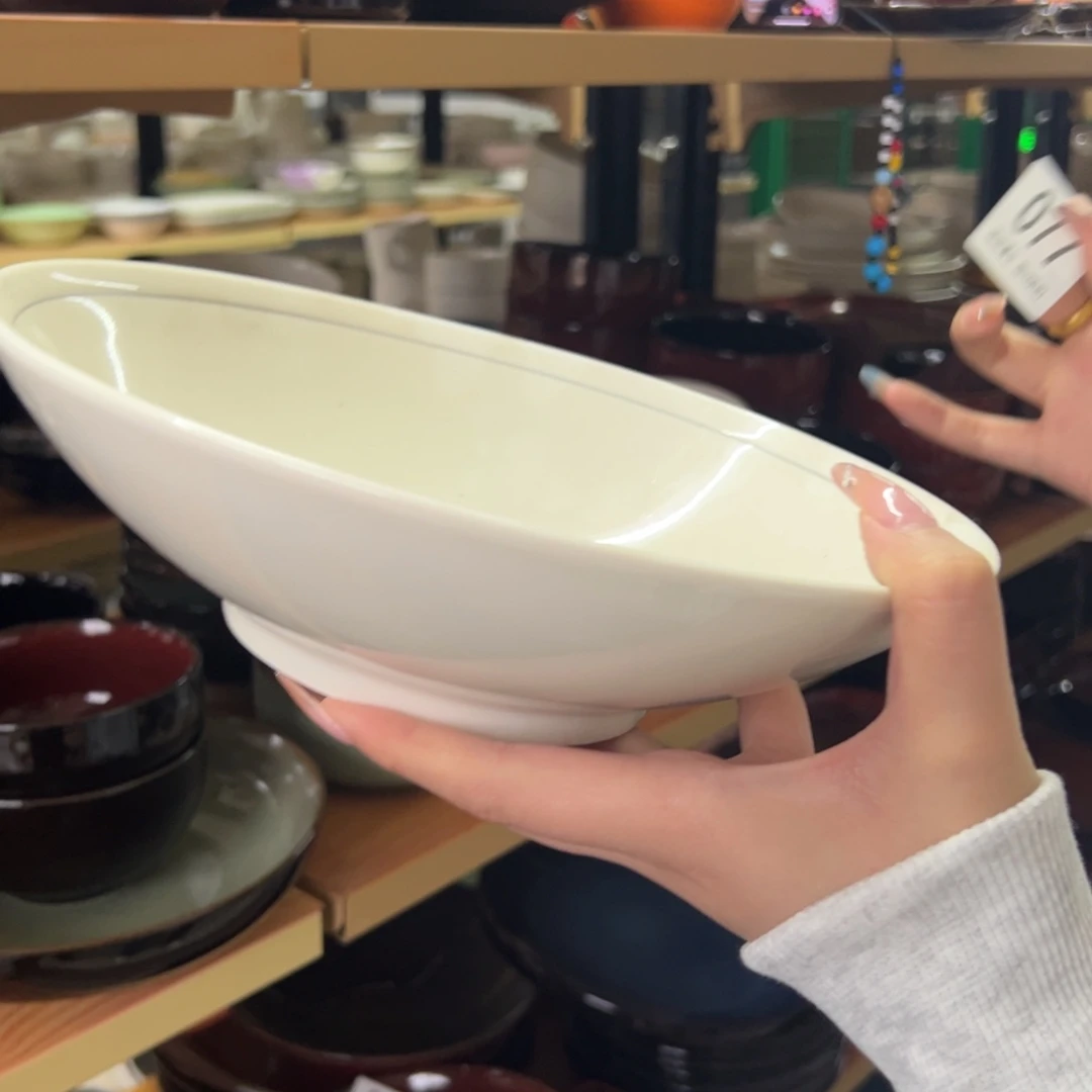 新骨瓷077微瑕灰线 9.25寸矮口菜碗 汤碗