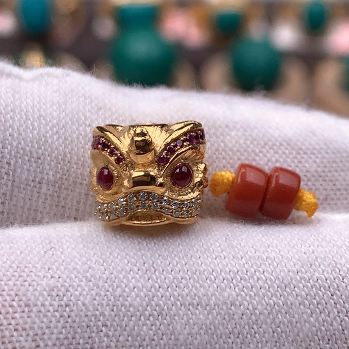 南红玛瑙车挂18K金镶嵌h***y