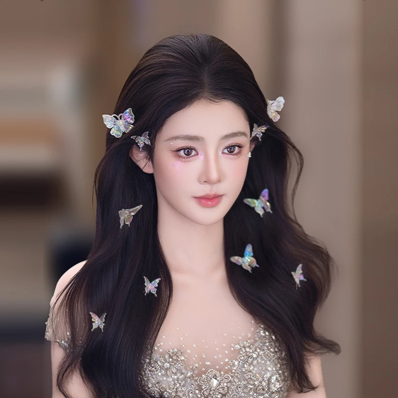 合金亚克力婚庆饰品 新娘甜美减龄蝴蝶发簪人鱼公主造型配饰G0276