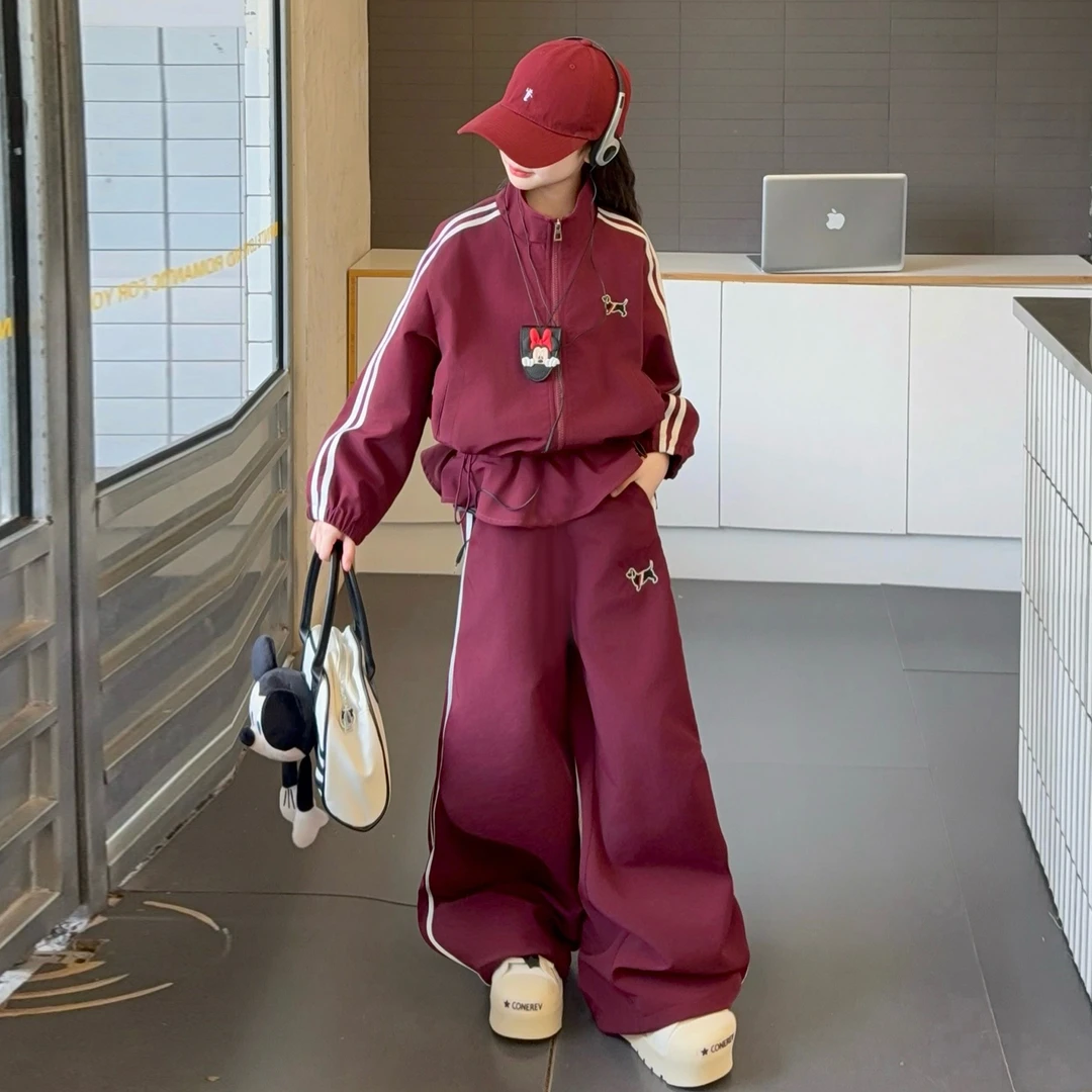 女童超好看运动套装春秋2025新款韩版儿童宽松外套女孩炸街两件套