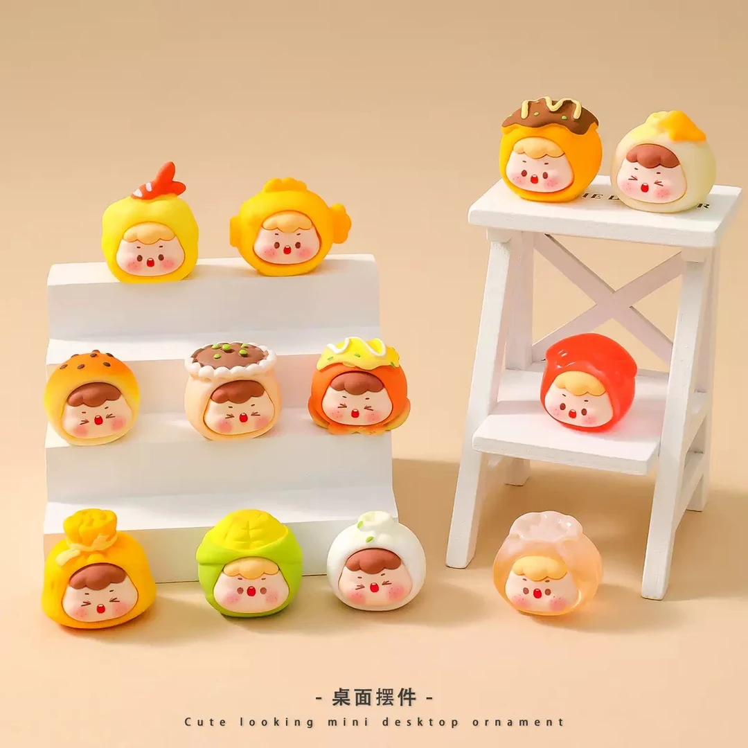 【对碰+九宫格】可爱潮玩美食萌粒树脂车载桌面小摆件