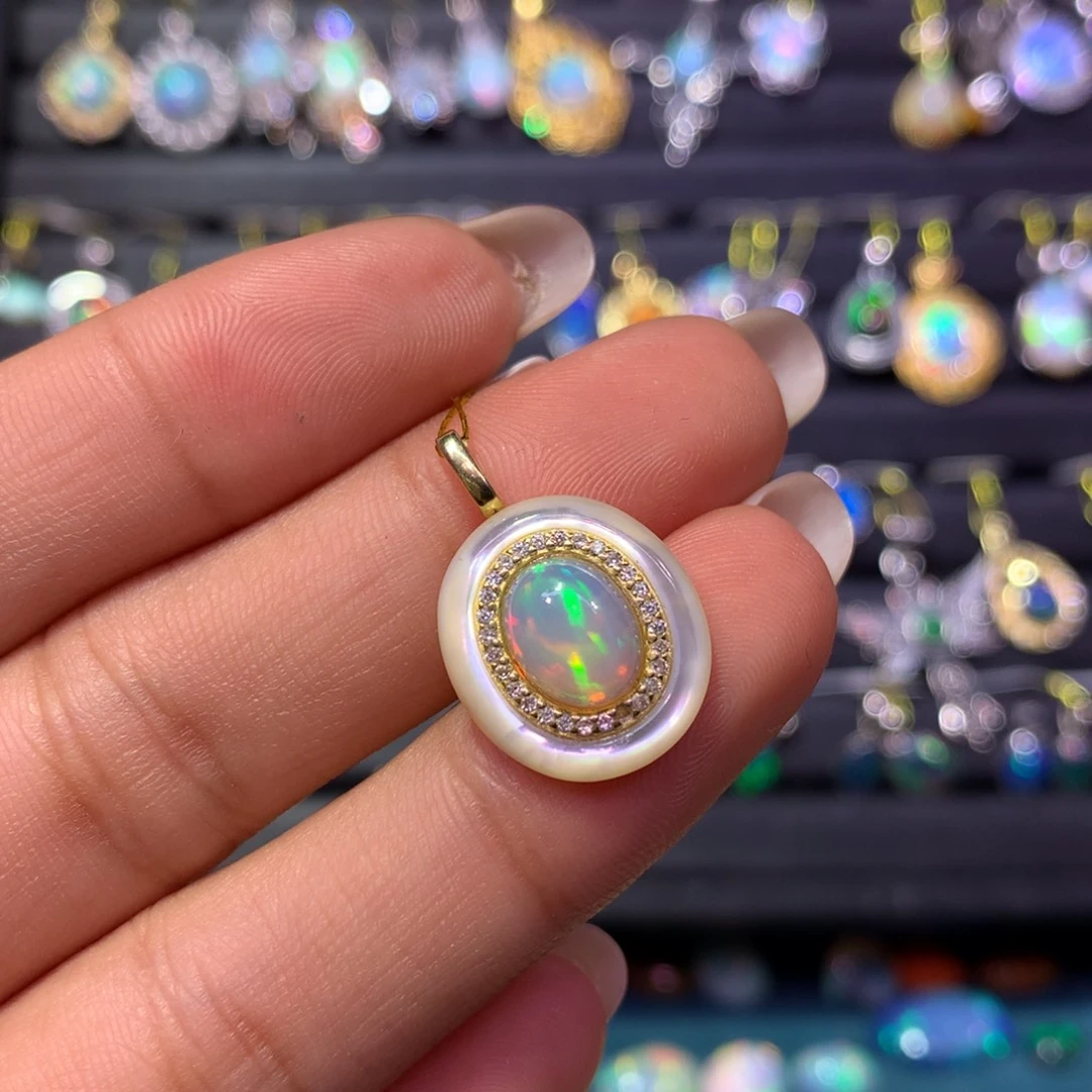 欧泊银S925镶嵌吊坠款