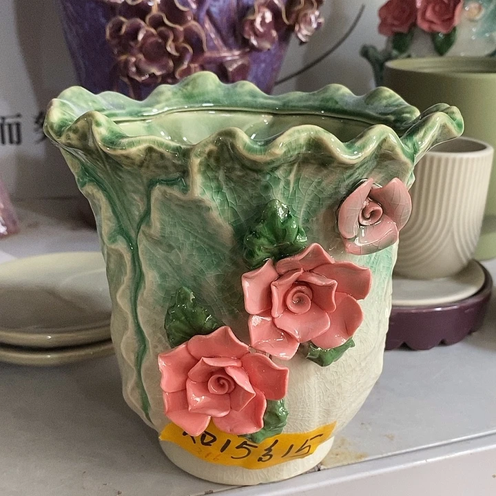 摆件陶陶盆有孔 窑裂修补 介意勿拍