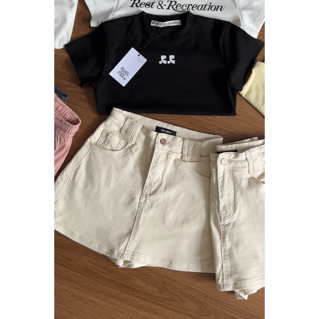 【巴布莱】theliu*原！巨显腿长！中高腰牛仔裙裤～026