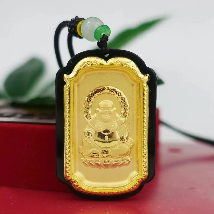 2025新款 真 金 镶 和田墨玉（佛）吊坠-赠礼盒-证书-配绳