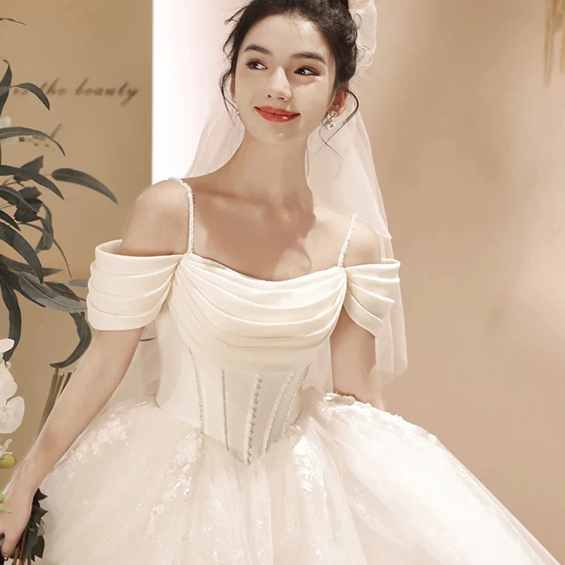 婚纱2025新款新娘小个子旅拍森系轻婚纱领证登记小礼服裙迎宾纱