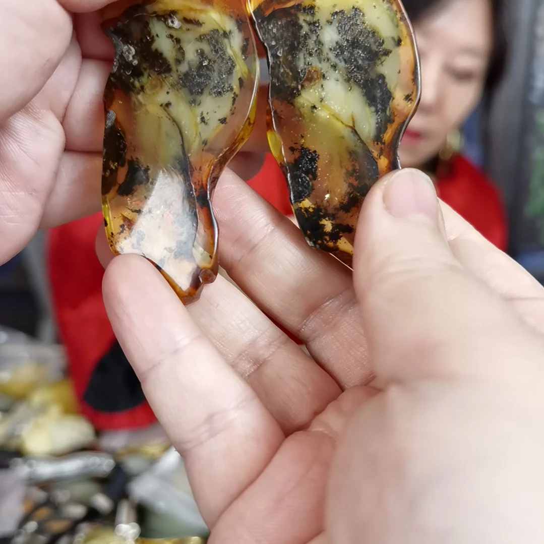 琥珀耳饰未镶嵌耳环