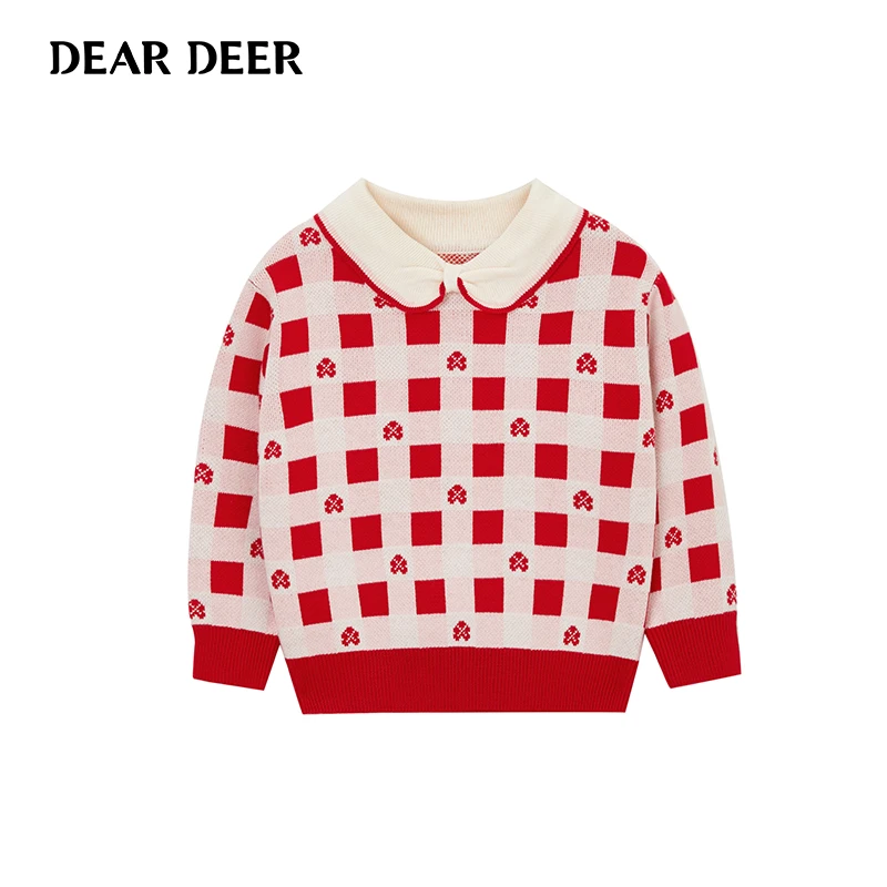 【直播清】迪迪鹿女小童冬季红格长袖线衫C222421709