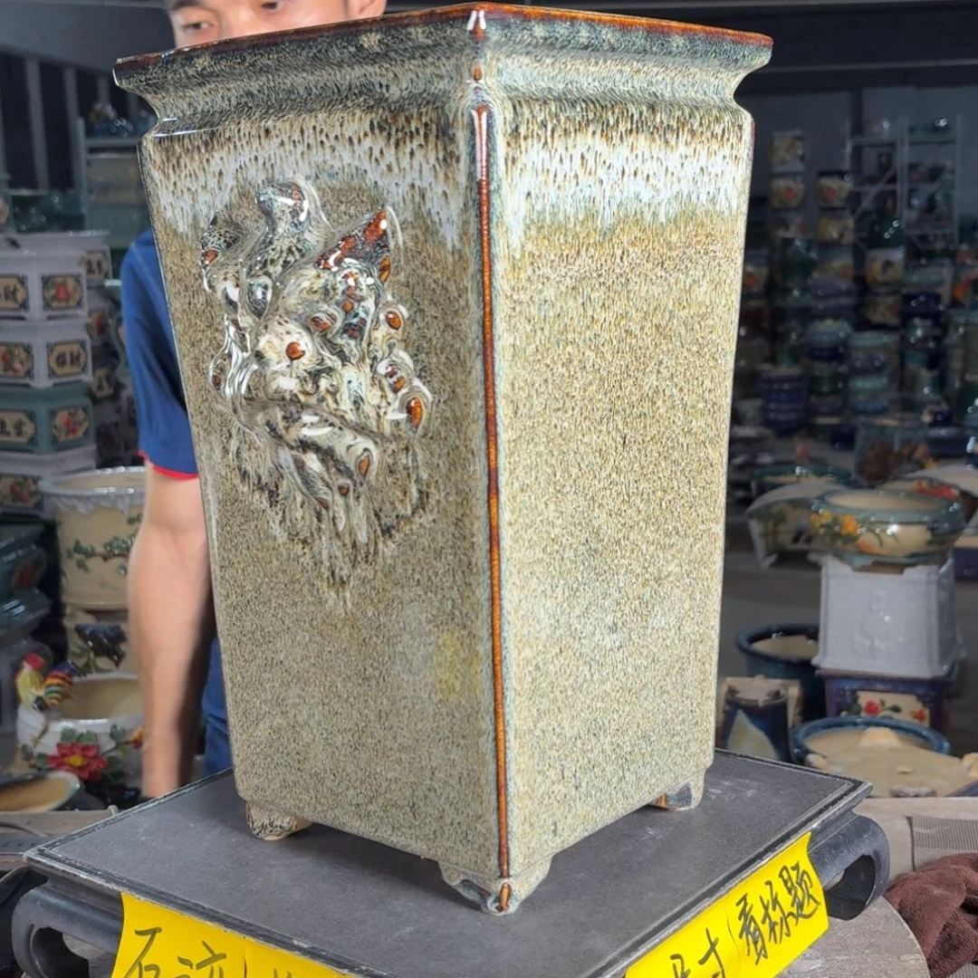 一风堂石湾花盆 内17高37高温裂微瑕081
