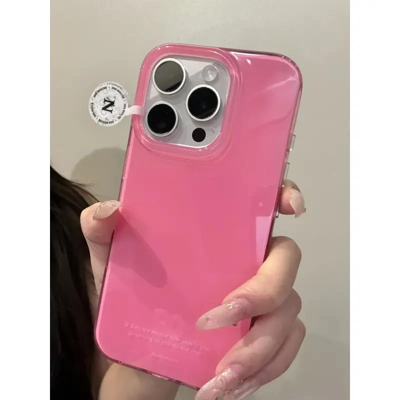 简约ins风高级感玫红粉纯色适用iphone16promax苹果15pro手机壳14