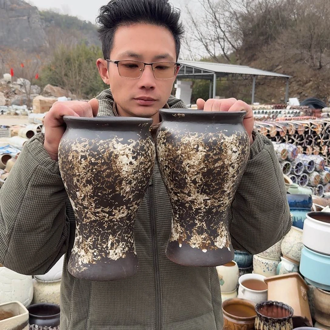 紫砂花盆口15高27（两个美人鱼姹寂风