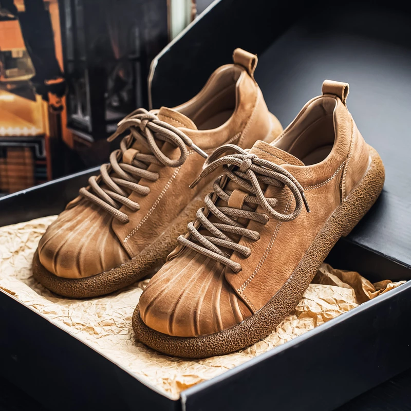 头层牛皮软底软面真皮干净感痞帅男鞋防滑耐磨时尚百搭透气男士