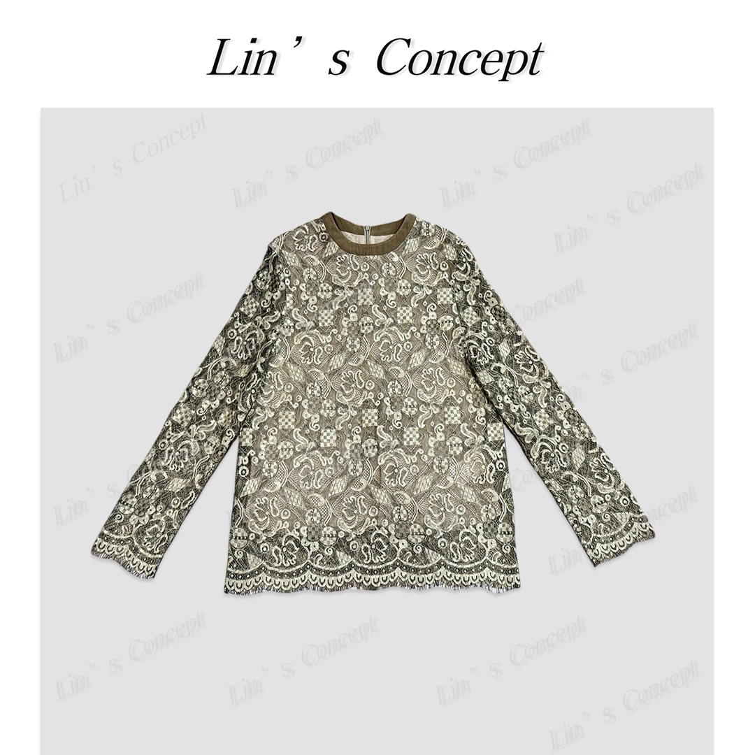 【Lin's concept】设计师款炒色中古蕾丝时尚上衣 DL2405301