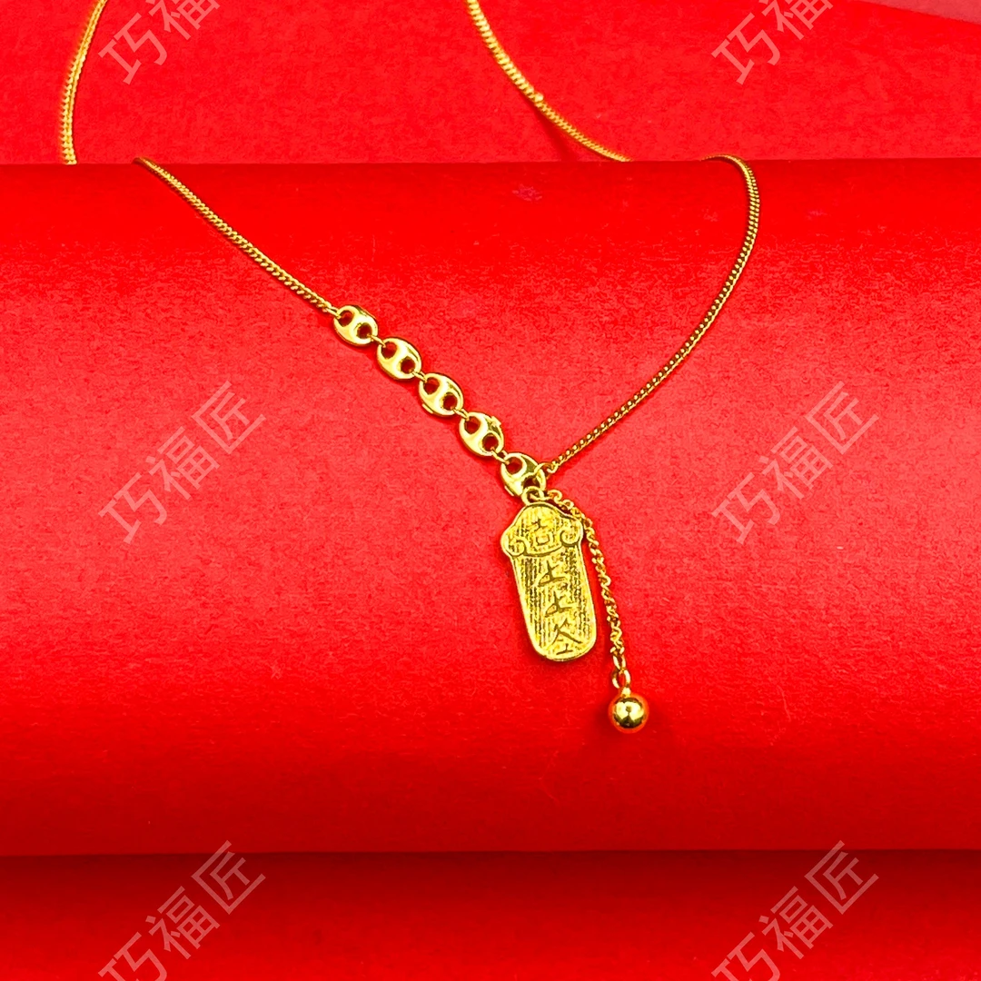 坠链均足银 吉祥坠项链气质轻奢百搭