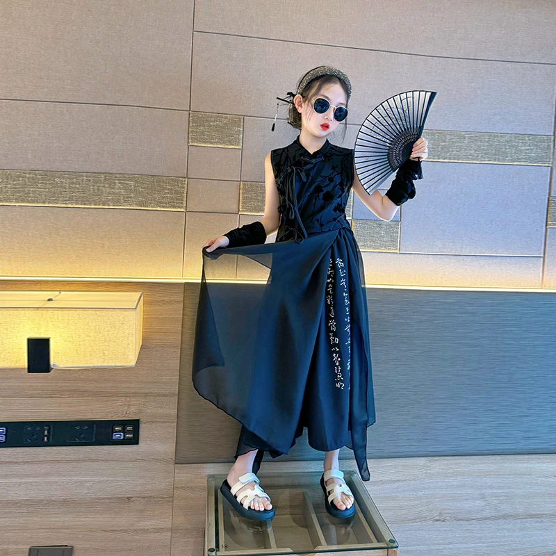 女童国风汉服裙子夏季2025新款儿童女孩夏装新中式旗袍马面裙套装