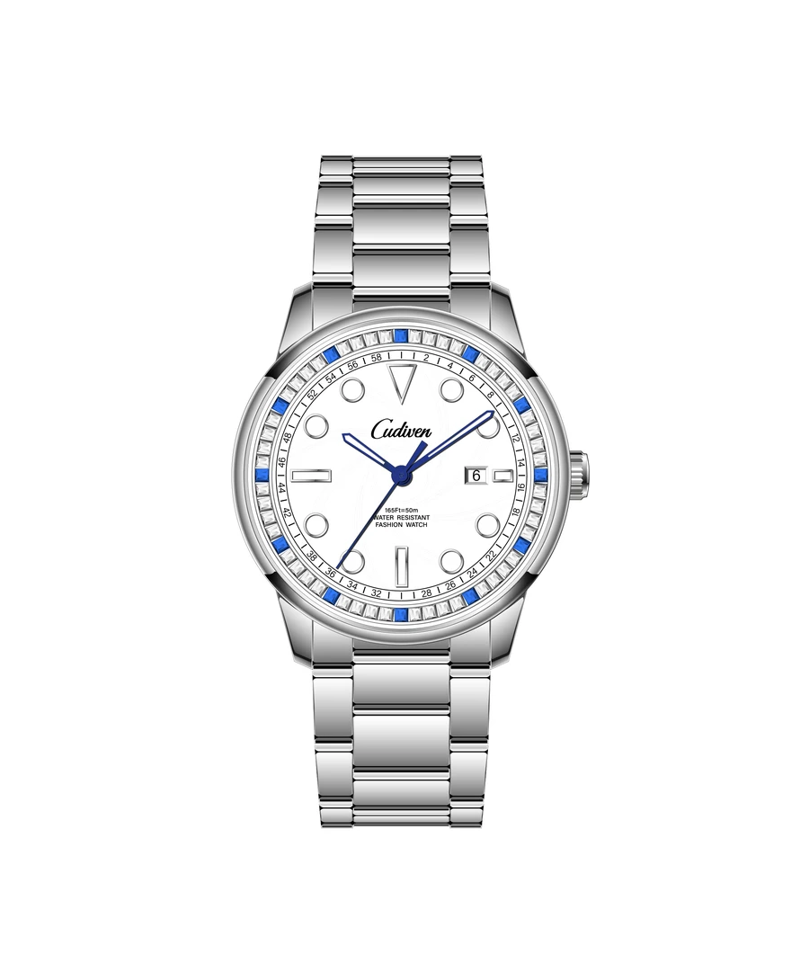 Cudiven女王密使系列男士精钢奢华满钻机械夜光防水手表黎m025