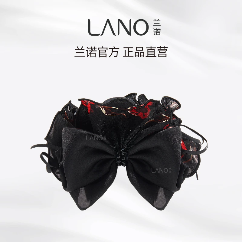 兰诺红玫瑰网纱飘带点缀抓夹手工时尚后脑勺马尾夹