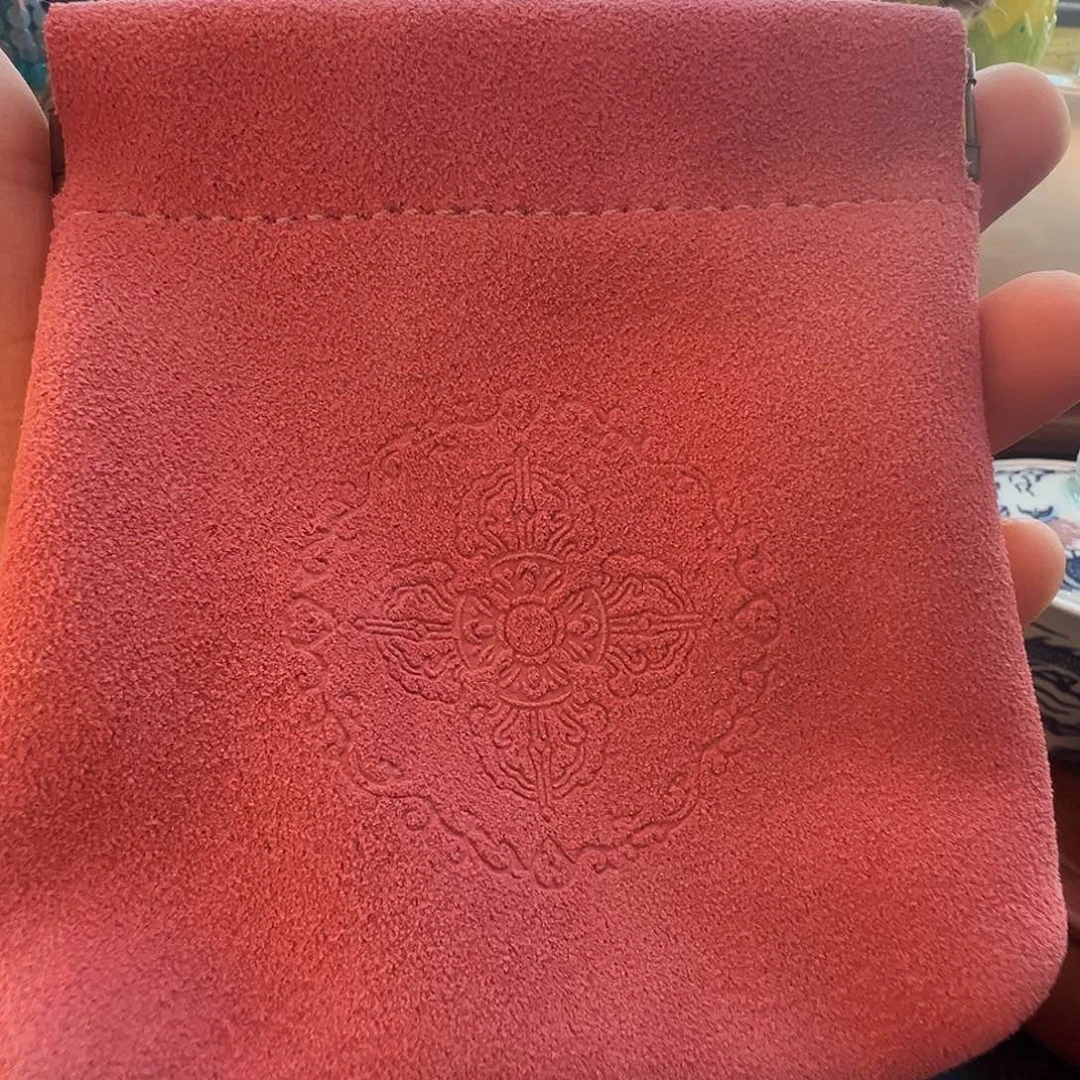 柏香籽/百香籽吊坠粉色牛皮文玩袋