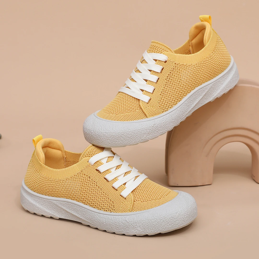 夏季爆款轻便舒适清爽透气飞织网面袜子鞋时尚百搭清新简约女网鞋