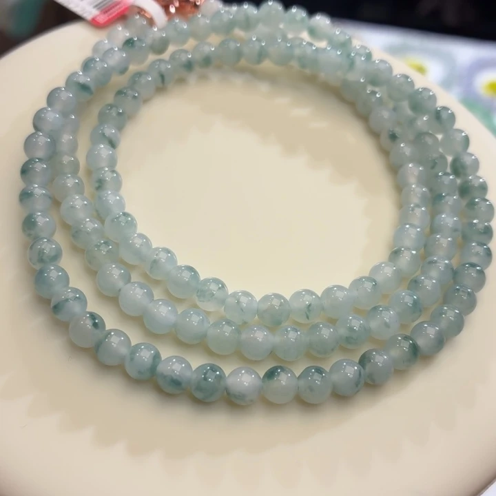 翡翠未镶嵌手链冰胶蓝飘卡5