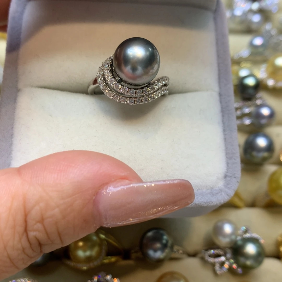 银S925镶嵌戒指海水珍珠