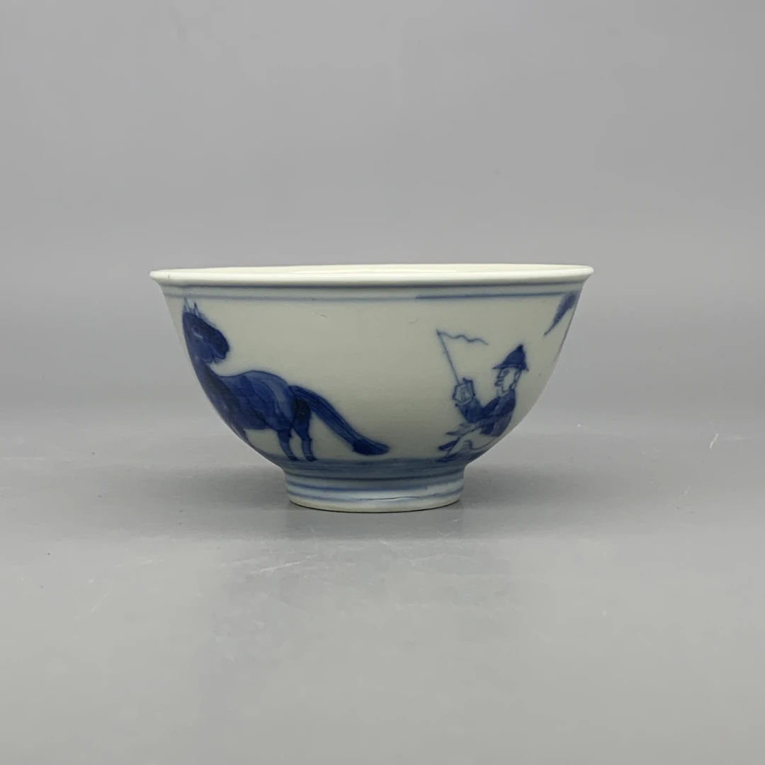 32511010*清道光青花牧马图杯/瓷器三/江苏省文物总店/J