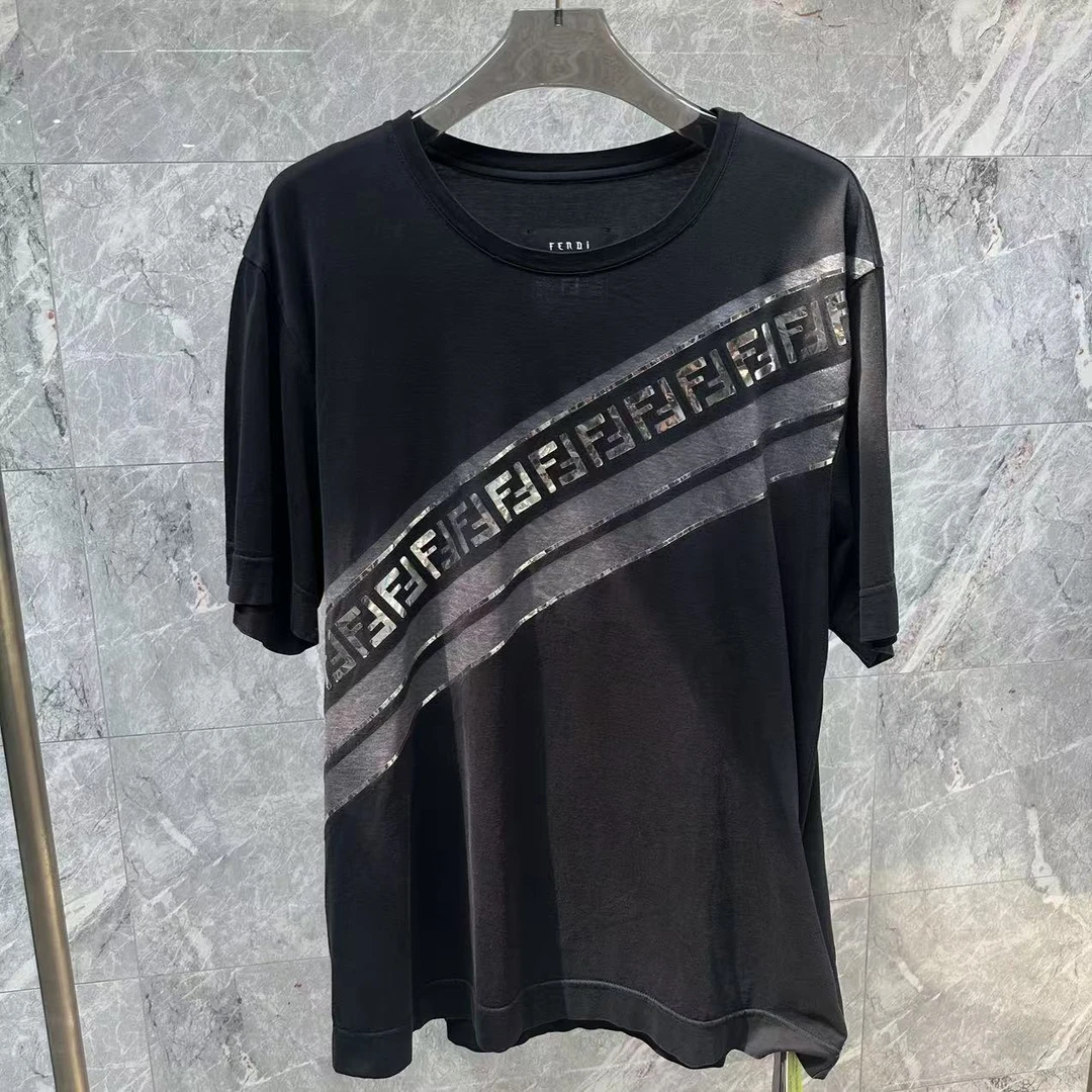 99新 FENDI/芬迪 黑色logo短袖/L码