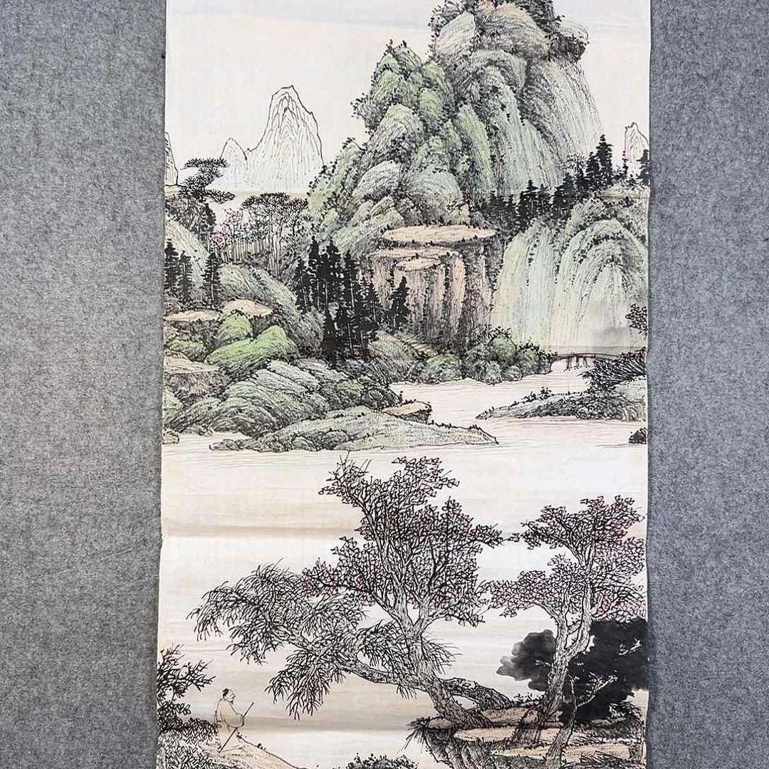 国画650 花鸟在树丛的顶端鸣叫叫声