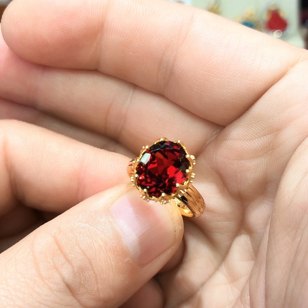 戒指银S925镶嵌石榴石